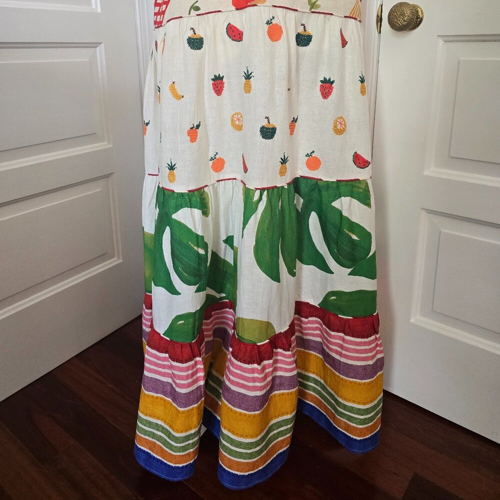 NWT Farm Rio Mixed Picnic Vibrant & Sexy Low Cut Summer Maxi Dress Size L - Picture 7 of 16